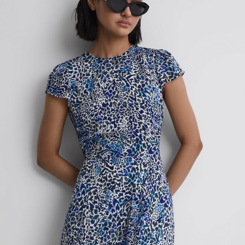 NWT Reiss Blue and White Midi Dress - Picture 4 of 11